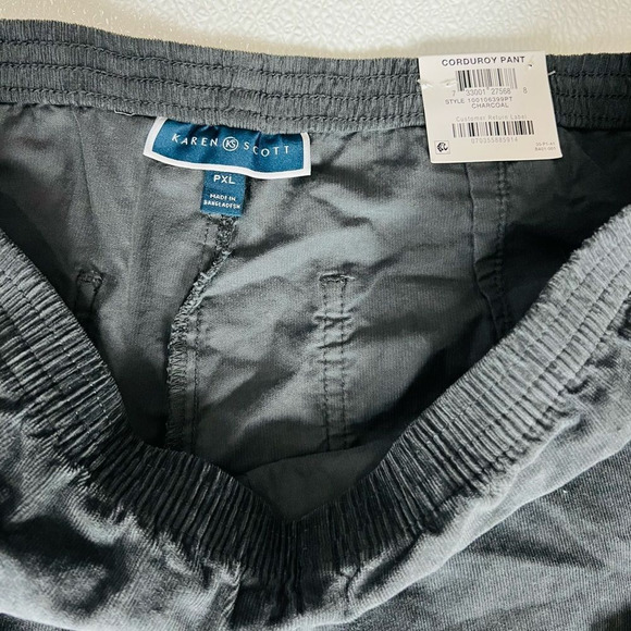 Karen Scott Women's Petite Corduroy Pull-On Pants, Charcoal Size PXL NWT - Picture 9 of 12